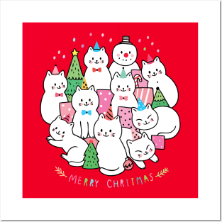 Merry Christmas Lovely Cats Posters and Art